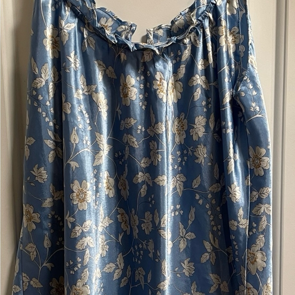 Blue Floral Camisole Top Sleeveless Spaghetti Strap Coquette Ethereal Medium - Picture 5 of 10